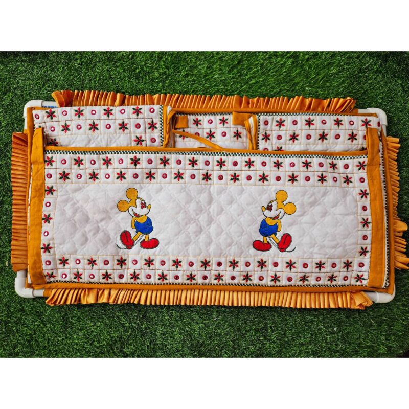Godadi Wala Baby Bedding Set Embroidery Work Mickey mouse Combo(0-10)Months ( Yellow ) - Image 5