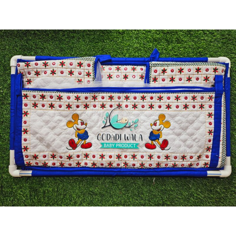 GODADI WALA present new born baby set combo 100% cotton | embroidery work mickey mouse ( 0-10 Months ) blue - Image 5