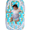 GODADI WALA Present Print Cotton Bedding Set Thick Base Foldable  with Mosquito Net and Head Pillow - Zip Closure (Blue Rainbo)