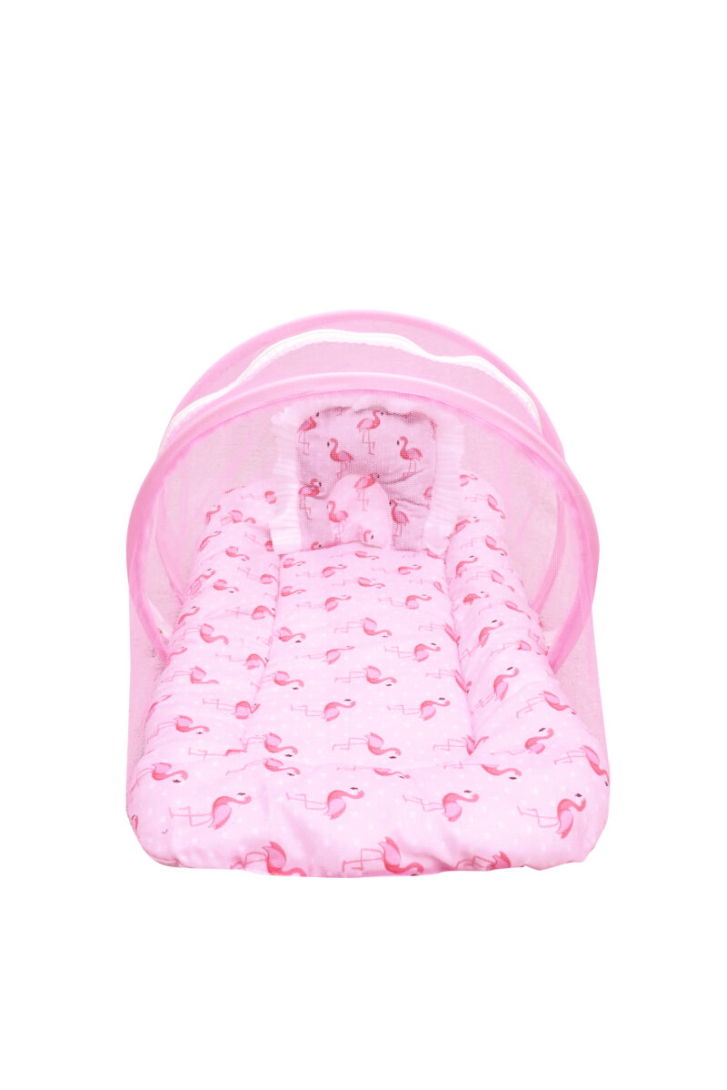 GODADI WALA Present Print Cotton Bedding Set Thick Base Foldable  with Mosquito Net and Head Pillow - Zip Closure (pink duck) - Image 6