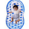 GODADI WALA Present Print Cotton Bedding Set Thick Base Foldable  with Mosquito Net and Head Pillow - Zip Closure (Blue Elephant)