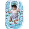 GODADI WALA Present Print Cotton Bedding Set Thick Base Foldable  with Mosquito Net and Head Pillow - Zip Closure (Blue car)