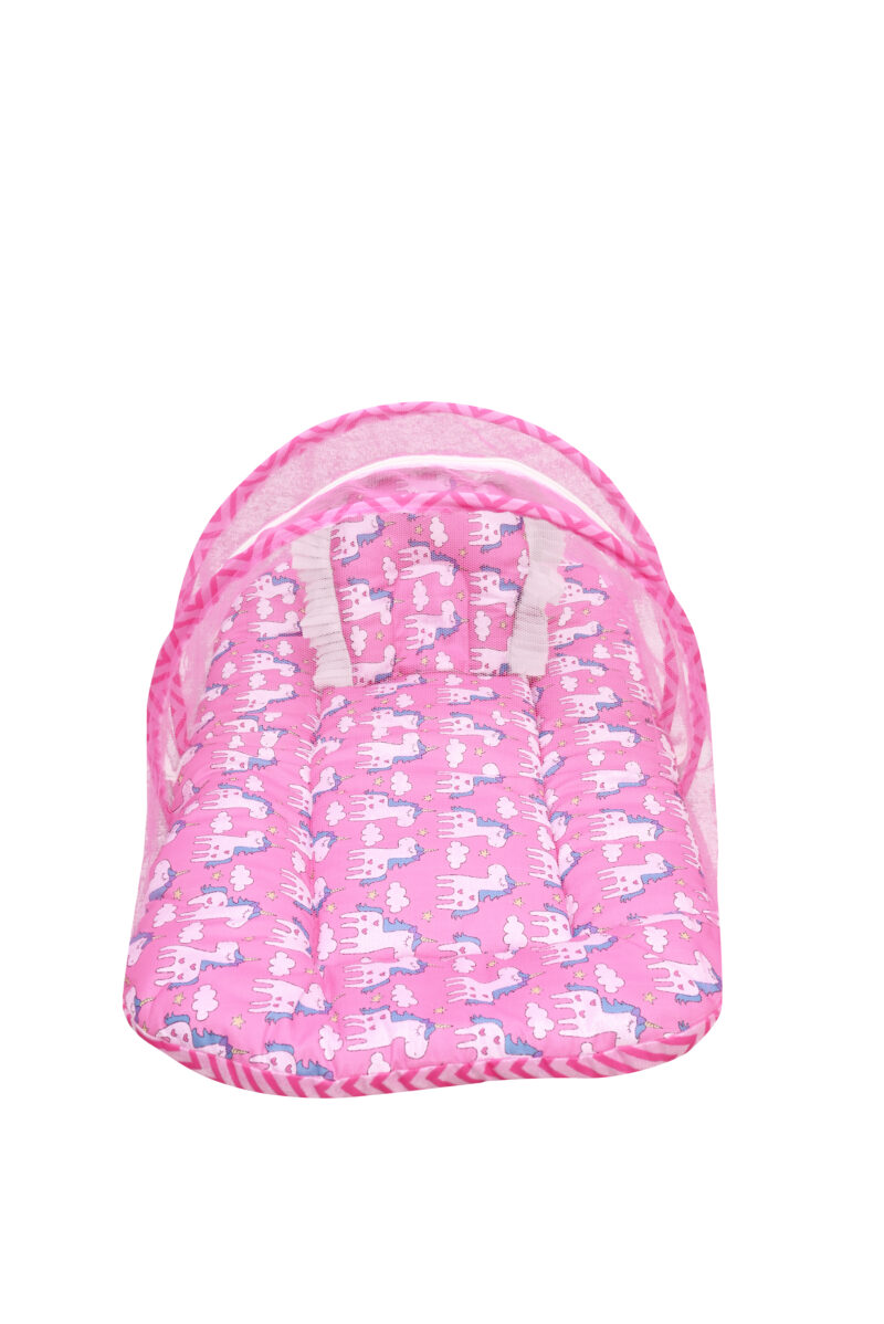GODADI WALA Present Print Cotton Bedding Set Thick Base Foldable  with Mosquito Net and Head Pillow - Zip Closure (pink unicorn) - Image 6