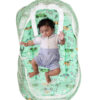 GODADI WALA Present Print Cotton Bedding Set Thick Base Foldable  with Mosquito Net and Head Pillow - Zip Closure (Green Car)