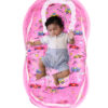 GODADI WALA Present Print Cotton Bedding Set Thick Base Foldable  with Mosquito Net and Head Pillow - Zip Closure (pink car)