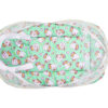 GODADI WALA Present Print Cotton Bedding Set Thick Base Foldable  with Mosquito Net and Head Pillow - Zip Closure (Green Unicorn)