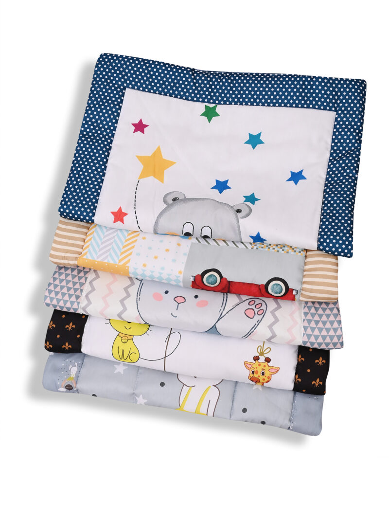 GODADI WALA present a new born baby 1 pcs godadi set (5-g-darkblue panda-yellow truck- grey panda-black animal-grey hello meow)