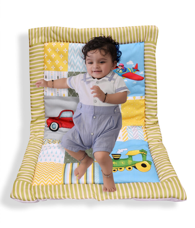 GODADI WALA present a new born baby 1 pcs godadi set (5-g-blue car-black rabbit-yellow car-blue star-white meow) - Image 4