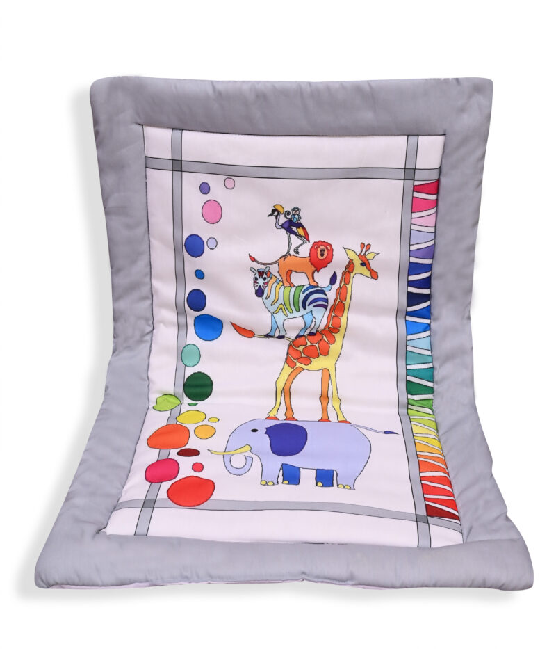 GODADI WALA present a new born baby 1 pcs godadi set (5-g-grey elephant-yellow elephant-black animal-rama meow-blue baloon) - Image 7