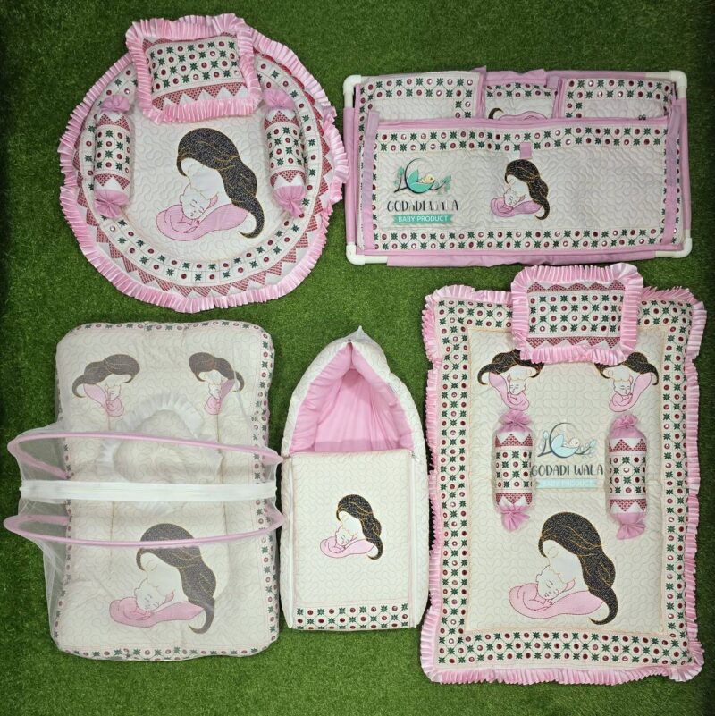 Godadi Wala Baby Bedding Set Embroidery Work  Mom & Son With Tent(0-10)Months