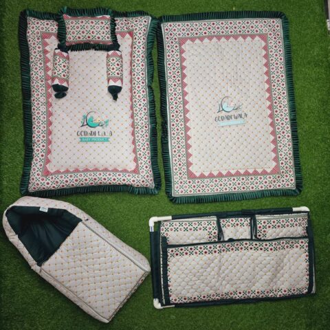 Godadi Wala Baby Bedding Set Embroidery Work Kach Bavaliya With Dohar (0-10)Months