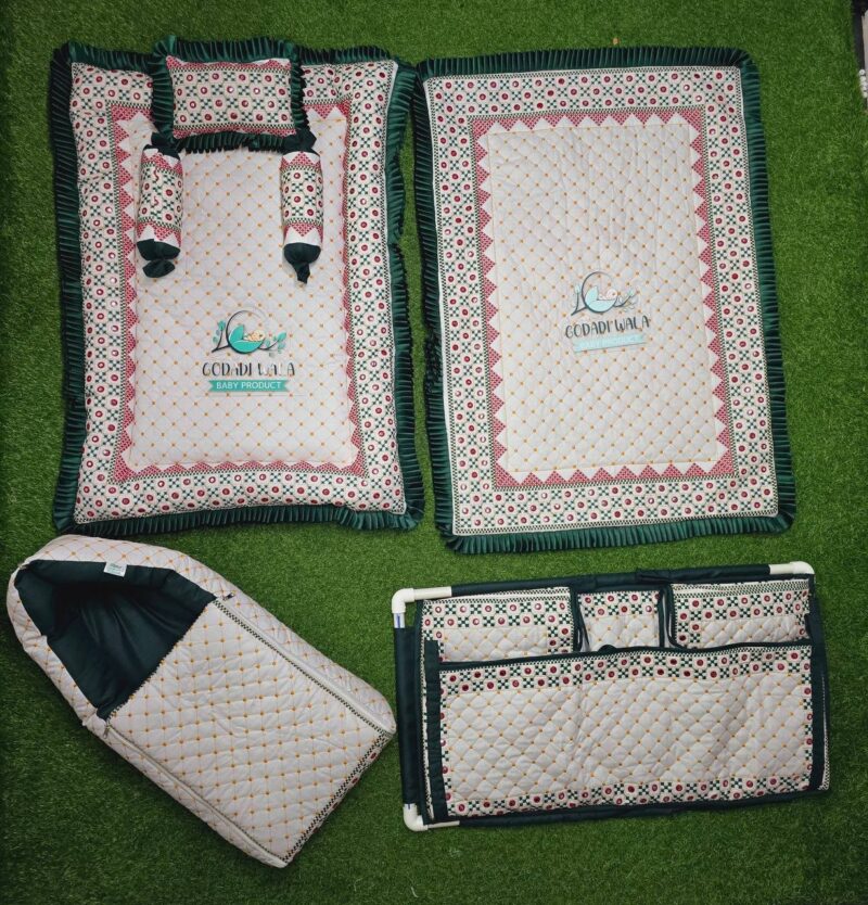 Godadi Wala Baby Bedding Set Embroidery Work Kach Bavaliya With Dohar (0-10)Months