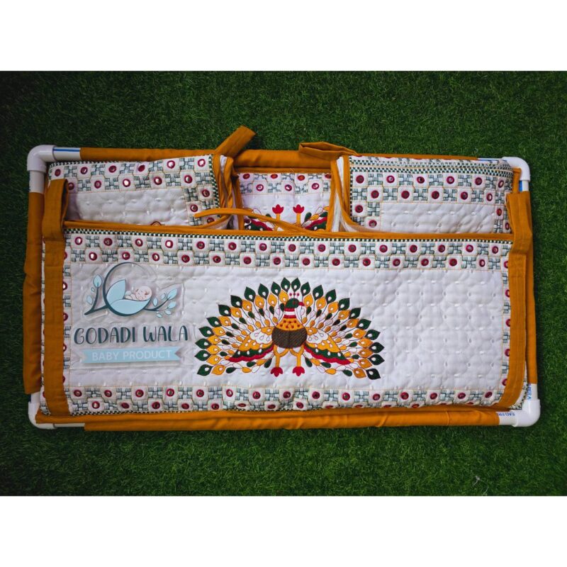 Godadi Wala Baby Bedding Set Embroidery Work Morpankh (0-10)Months (Yellow) - Image 3