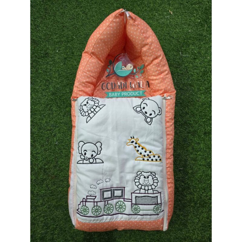 Godadi Wala Baby Bedding Set Embroidery with Digital train set  (0-10)Months (Green) (Copy) - Image 7