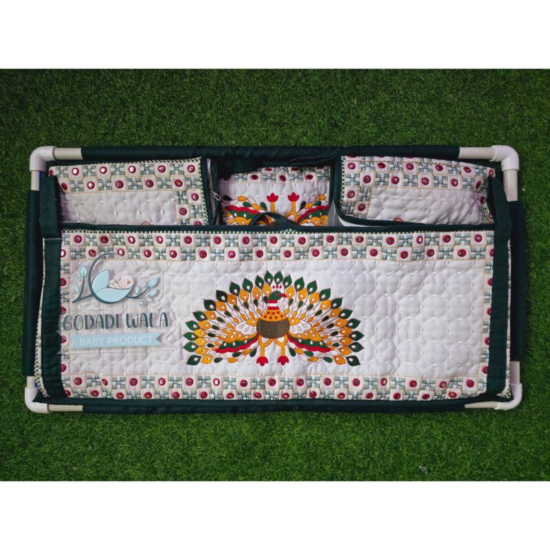 Godadi Wala Baby Bedding Set Embroidery Work Morpankh (0-10)Months (Green) - Image 5