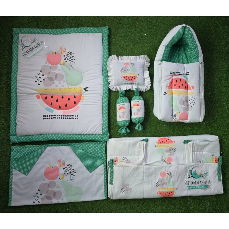 Godadi Wala Baby Bedding Set Digital Print Combo Watermalon (0-10)Months (Green)