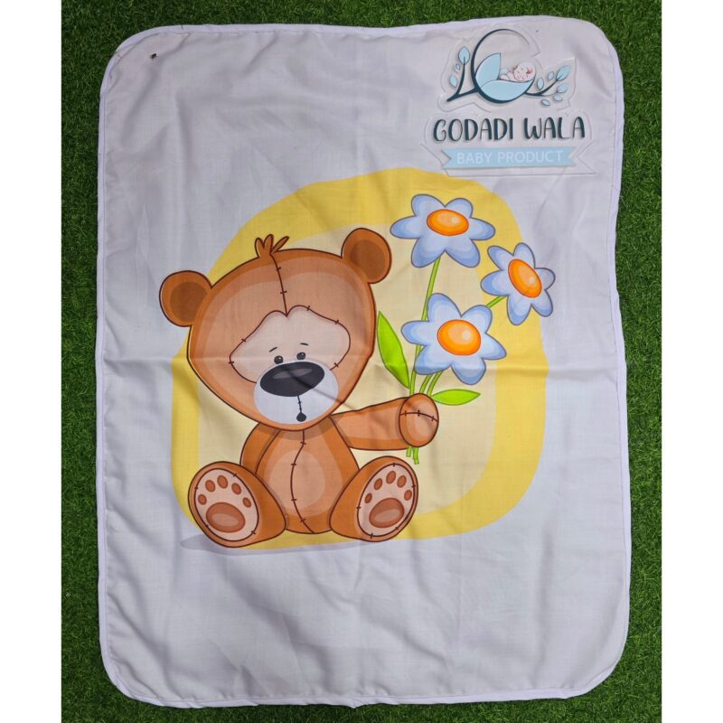 Godadi Wala Baby Bedding Set 9 Pcs Digital Print Combo (0-10)Months (Teddy Bear With Flower) - Image 9