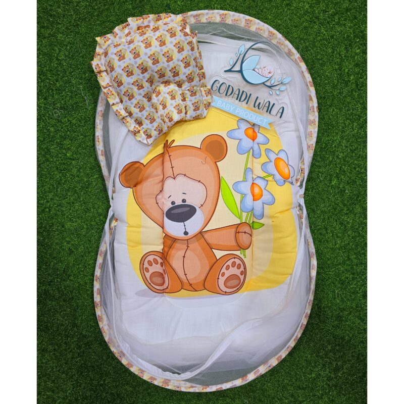 Godadi Wala Baby Bedding Set 9 Pcs Digital Print Combo (0-10)Months (Teddy Bear With Flower) - Image 7