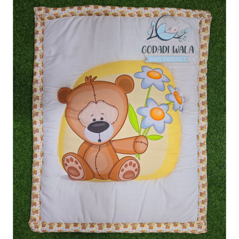 Godadi Wala Baby Bedding Set 9 Pcs Digital Print Combo (0-10)Months (Teddy Bear With Flower) - Image 5