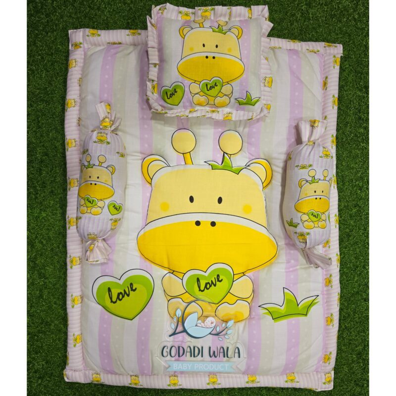 Godadi Wala Baby Bedding Set 9 Pcs Digital Print Combo (0-10)Months (Yellow Daglo With Love) - Image 2