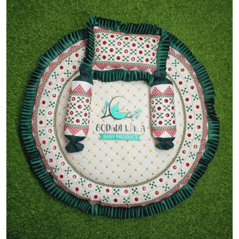 GODADI WALA baby Embroidery 4 Pcs Round Godadi Set (Plane Kach Bavaliya) (green)