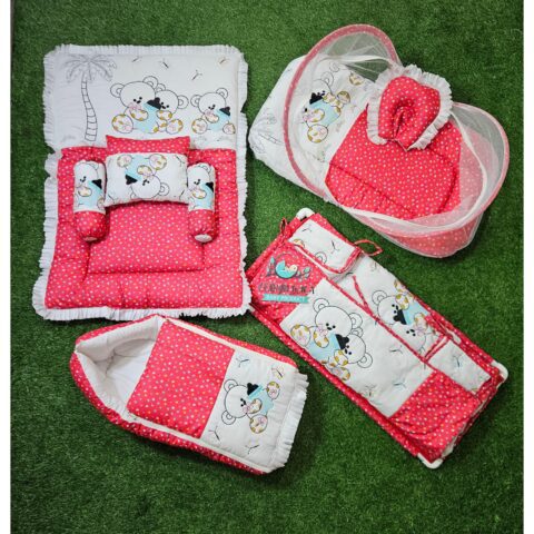Godadi Wala Baby Bedding Set Embroidery with Digital Dagalo set  (0-10)Months (Pink)