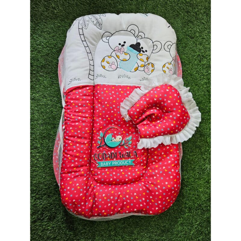 Godadi Wala Baby Bedding Set Embroidery with Digital Dagalo set  (0-10)Months (Pink) - Image 5