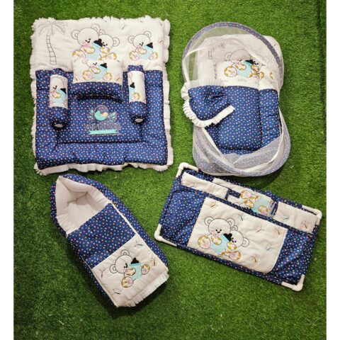 Godadi Wala Baby Bedding Set Embroidery with Digital Dagalo set  (0-10)Months (Blue)