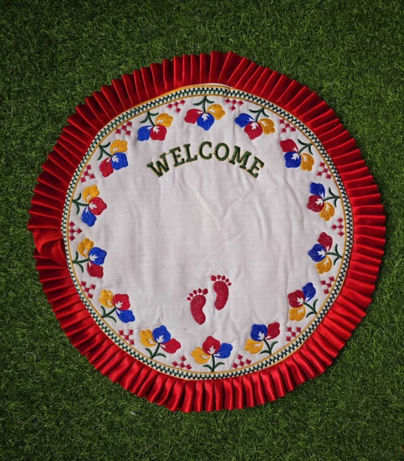 GODADI WALA Present a New Born Baby Cotton Embroidered Work Paglai Rumal ( Baby Welcome) (Embroidery) (red) - Image 2