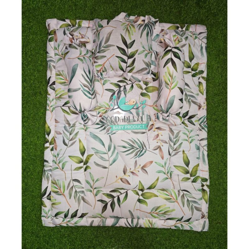 Godadi Wala Baby Bedding Set Embroidery with Digital Leaves set  (0-10)Months (Green) - Image 2