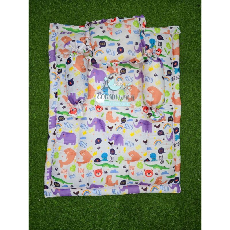 Godadi Wala Baby Bedding Set Embroidery with Digital Fish & Elephant set  (0-10)Months (Multi) - Image 5