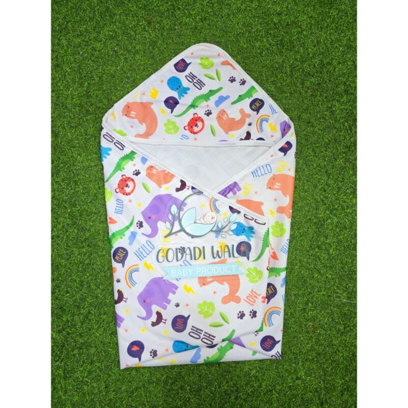 Godadi Wala Baby Bedding Set Embroidery with Digital Fish & Elephant set  (0-10)Months (Multi) - Image 6