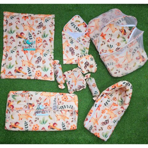 Godadi Wala Baby Bedding Set Embroidery with Digital Rabbit set  (0-10)Months (Multi)