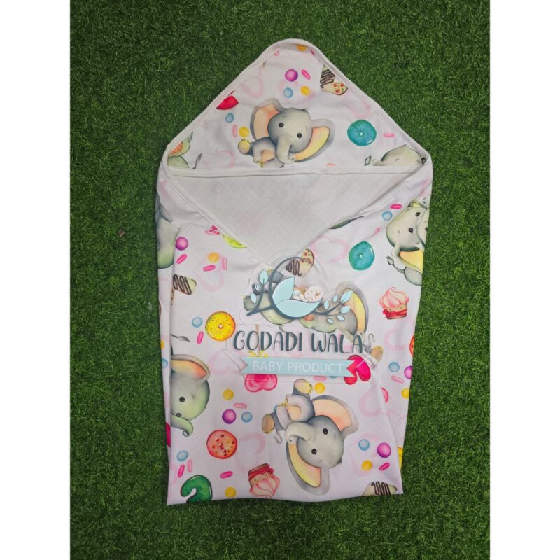 Godadi Wala Baby Bedding Set Embroidery with Digital Baby Elephant set  (0-10)Months (Multi) - Image 8