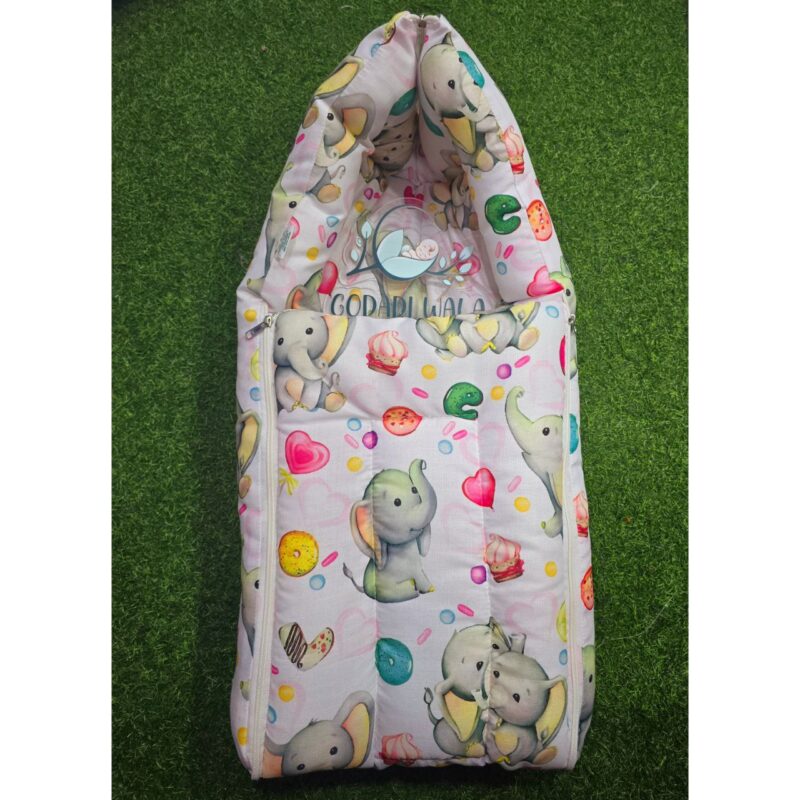 Godadi Wala Baby Bedding Set Embroidery with Digital Baby Elephant set  (0-10)Months (Multi) - Image 4