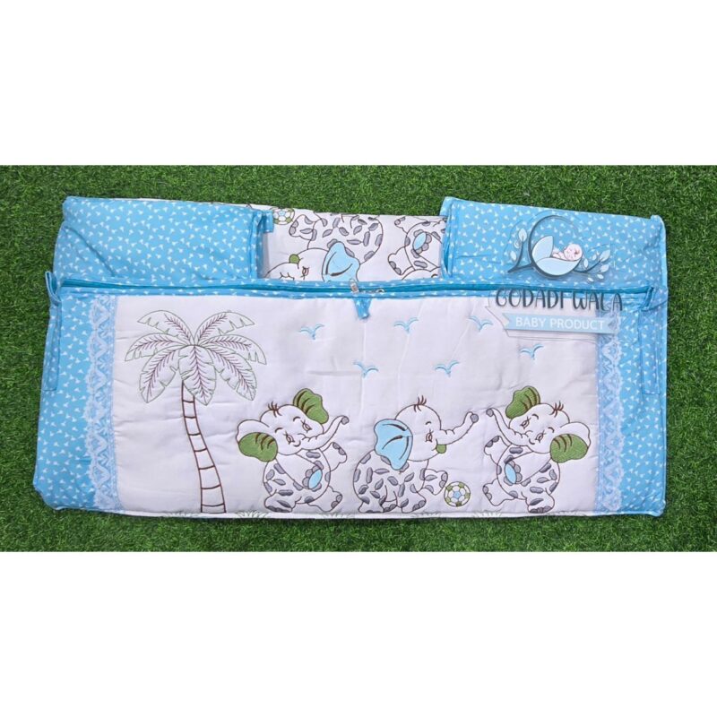 Godadi Wala Baby Bedding Set Embroidery with Digital Elephant & Tree set  (0-10)Months (Blue) - Image 5