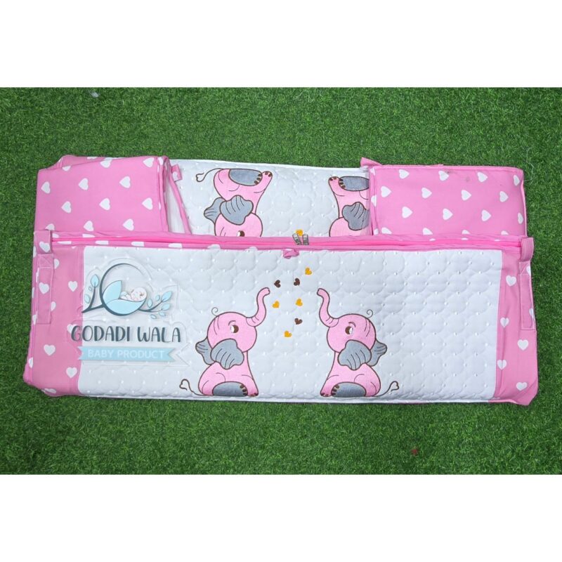 Godadi Wala Baby Bedding Set Embroidery with Digital (2-Elephant) set  (0-10)Months (Pink) - Image 5