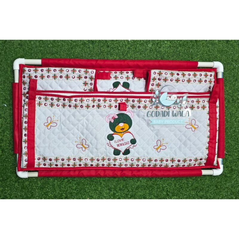 Godadi Wala Baby Bedding Set Embroidery I Love Mom Set  (0-10)Months (Red) - Image 2