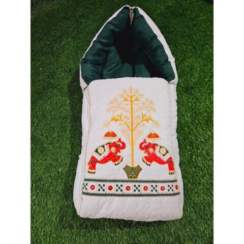 GODADI WALA baby Embroidery Work Carry Bag (khushali) (Hathi-Mor Set) (green)