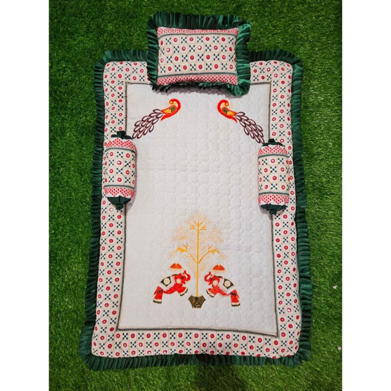 Godadi Wala Baby Bedding Set Embroidery Work Hathi-Mor Set (0-10)Months - Image 2
