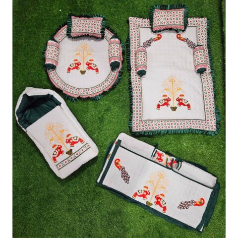 Godadi Wala Baby Bedding Set Embroidery Work Hathi-Mor Set (0-10)Months