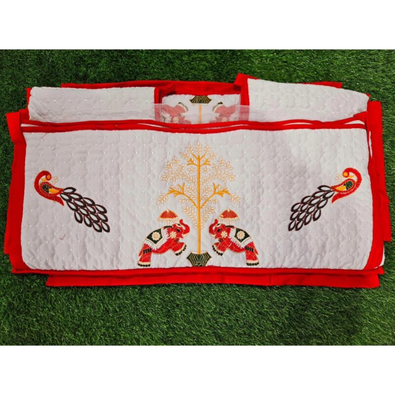 Godadi Wala Baby Bedding Set Embroidery Hathi-Mor Set (0-10)Months (Red) - Image 2