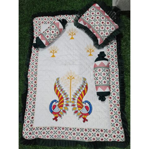 GODADI WALA baby Embroidery 4 Pcs Square Godadi Set (New Mor Set) (Green)