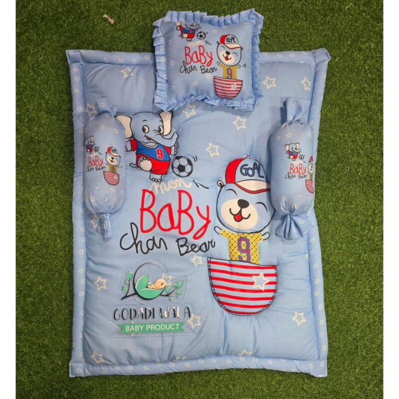 Godadi Wala Baby Bedding Set 9 Pcs Digital Print Combo (0-10)Months (Baby Chan Bear) - Image 4